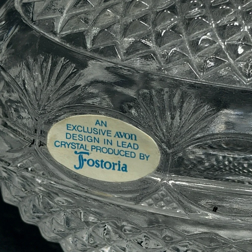 Avon Fostoria Glass Egg Soap Dish Mother's Day 1977 Collectible Orig Sticker